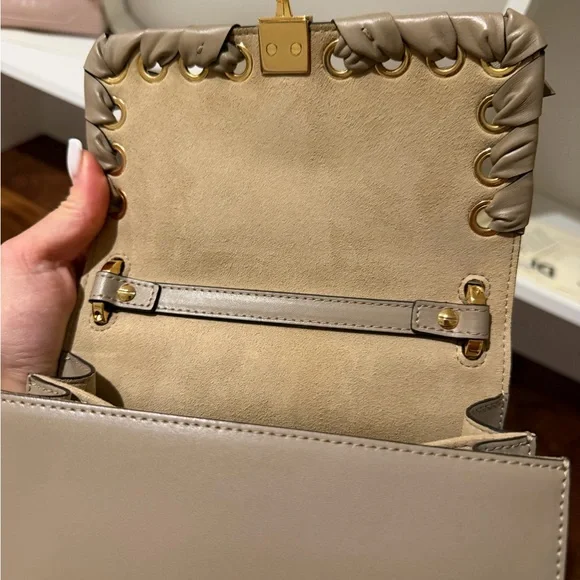 Fendi Beige Crossbody Bag with Gold Accents Crossbody Bags